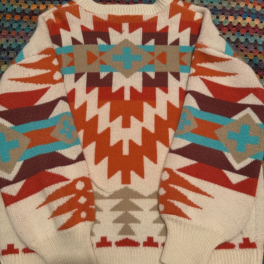 Aztec Patterned Knit Sweater - image 2